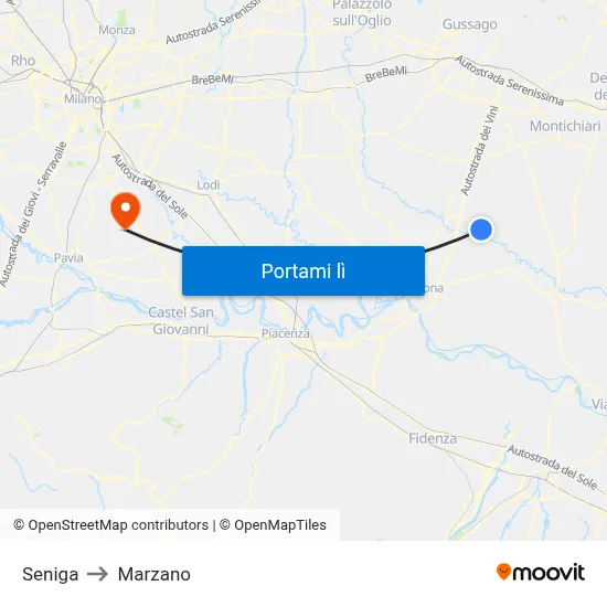 Seniga to Marzano map
