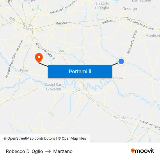 Robecco D' Oglio to Marzano map