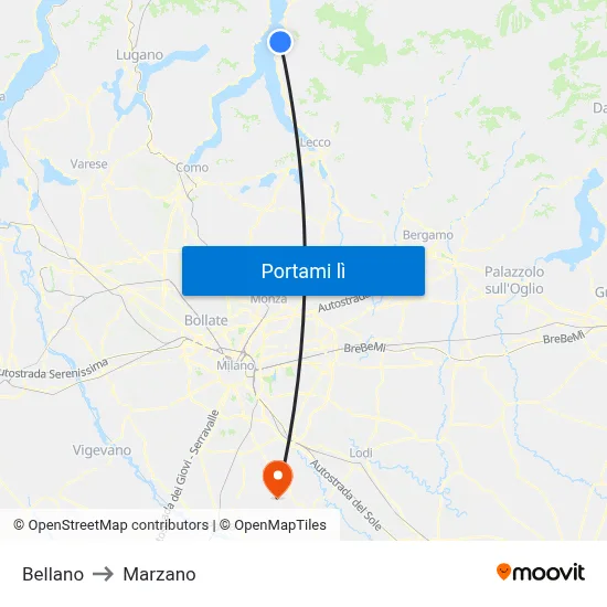 Bellano to Marzano map