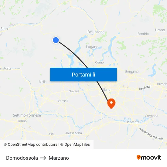 Domodossola to Marzano map