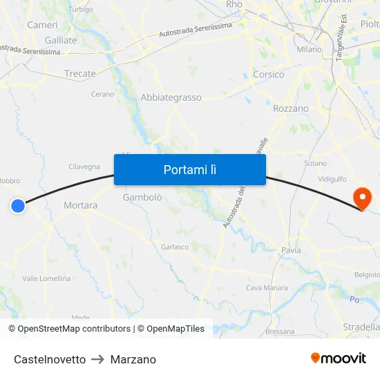 Castelnovetto to Marzano map