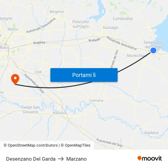 Desenzano Del Garda to Marzano map