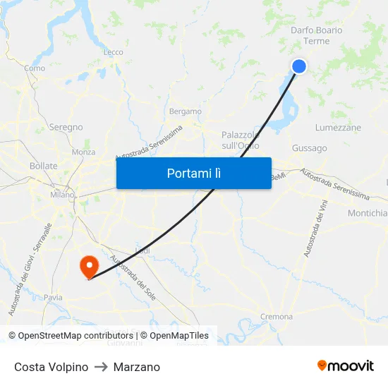 Costa Volpino to Marzano map
