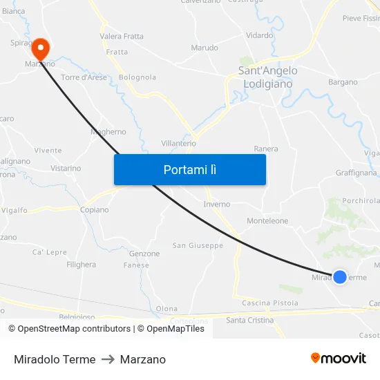 Miradolo Terme to Marzano map