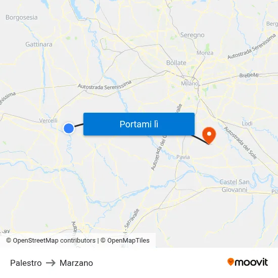 Palestro to Marzano map