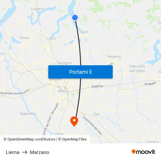 Lierna to Marzano map