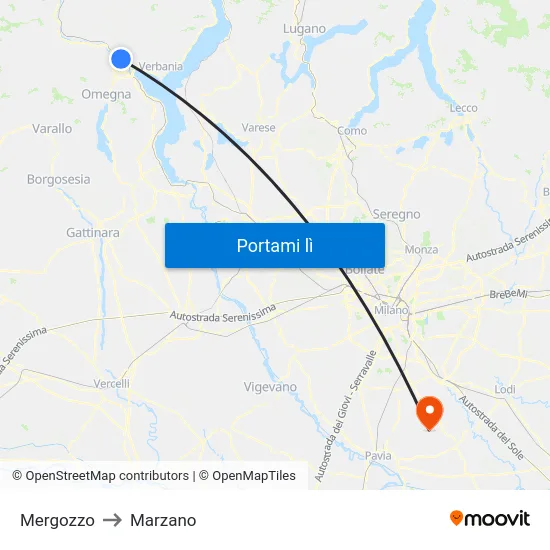 Mergozzo to Marzano map