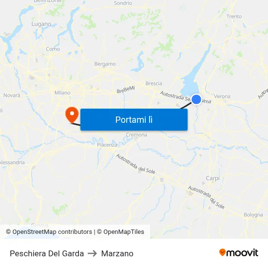 Peschiera Del Garda to Marzano map