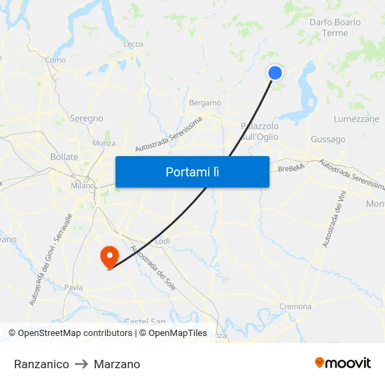 Ranzanico to Marzano map