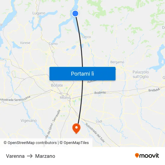 Varenna to Marzano map
