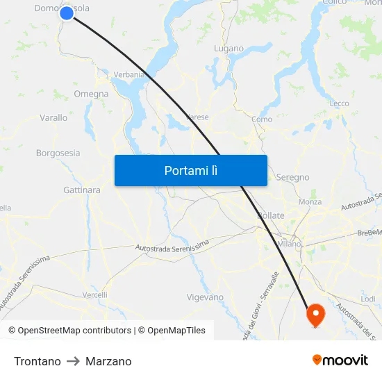 Trontano to Marzano map