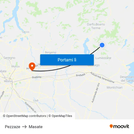 Pezzaze to Masate map