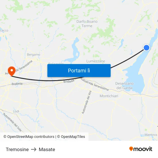 Tremosine to Masate map