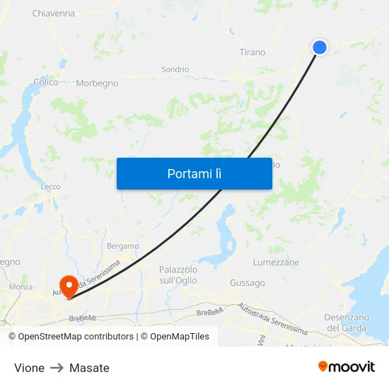 Vione to Masate map