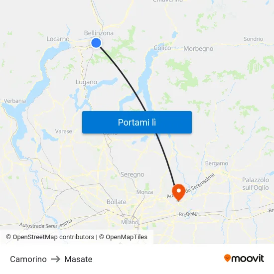 Camorino to Masate map