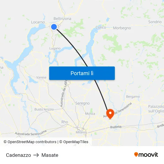 Cadenazzo to Masate map