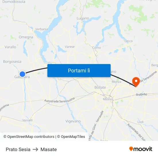 Prato Sesia to Masate map