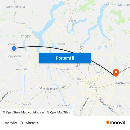 Varallo to Masate map