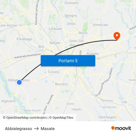 Abbiategrasso to Masate map