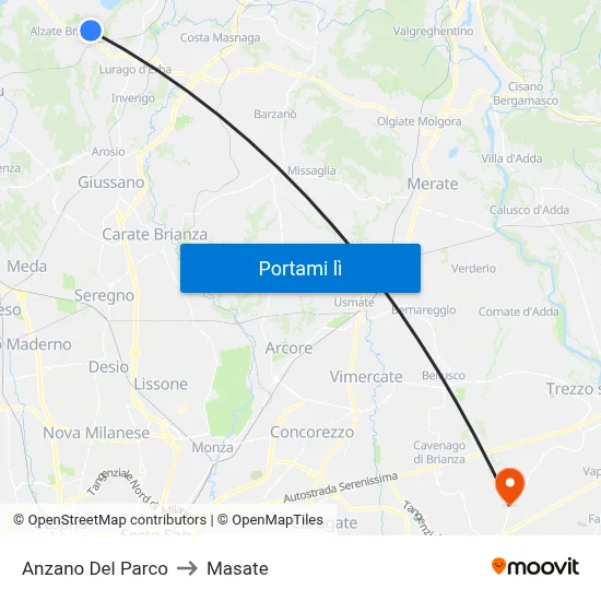 Anzano Del Parco to Masate map