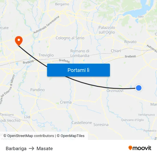 Barbariga to Masate map