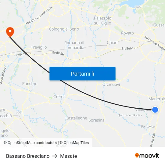 Bassano Bresciano to Masate map