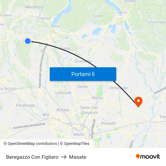 Beregazzo Con Figliaro to Masate map