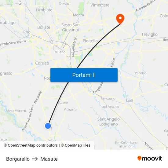 Borgarello to Masate map