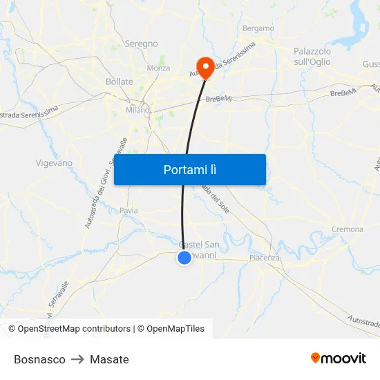 Bosnasco to Masate map