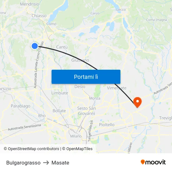 Bulgarograsso to Masate map