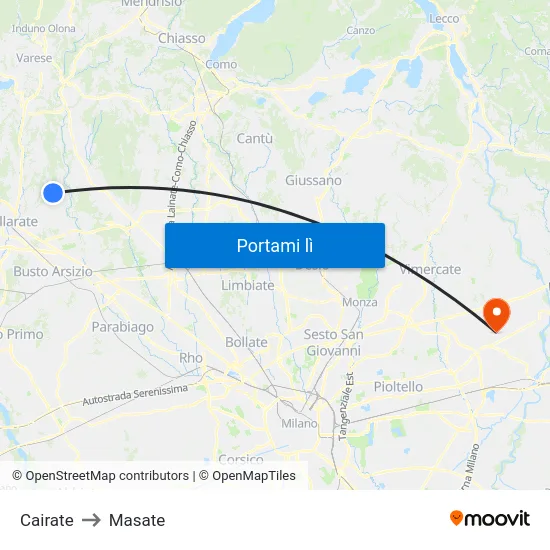 Cairate to Masate map