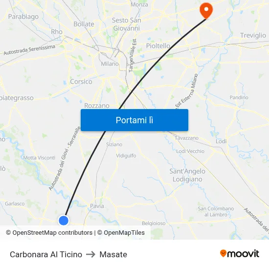 Carbonara Al Ticino to Masate map