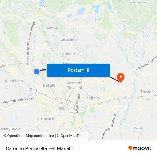 Caronno Pertusella to Masate map