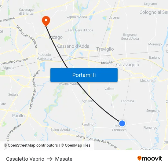 Casaletto Vaprio to Masate map