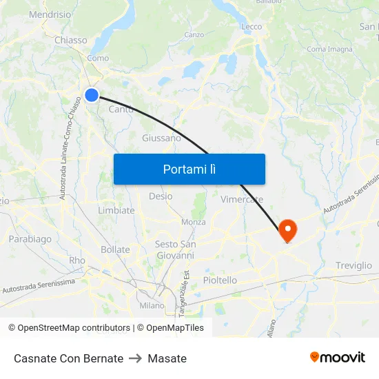 Casnate Con Bernate to Masate map