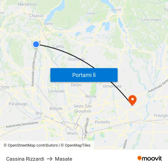 Cassina Rizzardi to Masate map