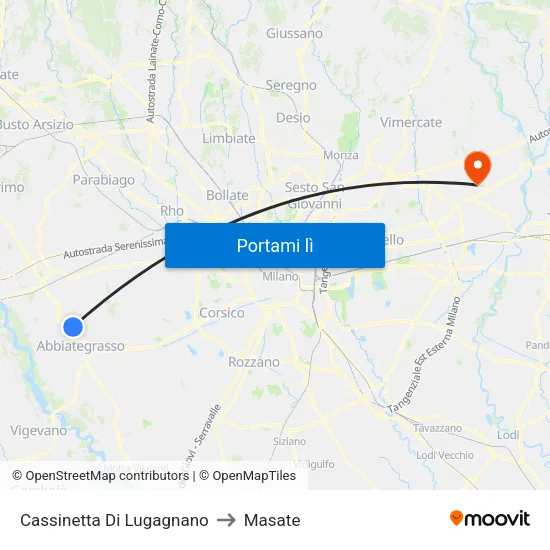 Cassinetta Di Lugagnano to Masate map