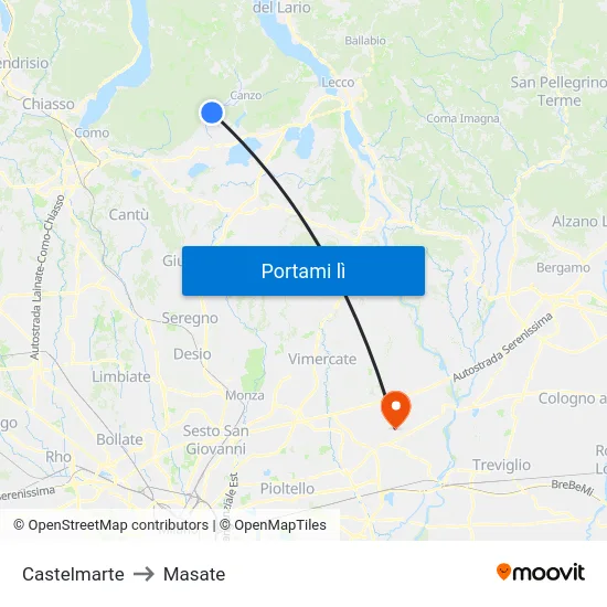 Castelmarte to Masate map