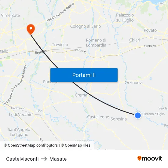 Castelvisconti to Masate map