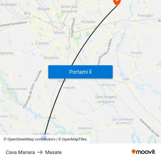 Cava Manara to Masate map