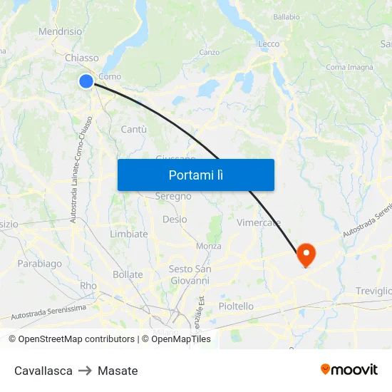 Cavallasca to Masate map