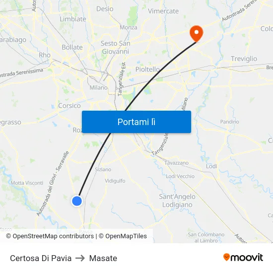 Certosa Di Pavia to Masate map