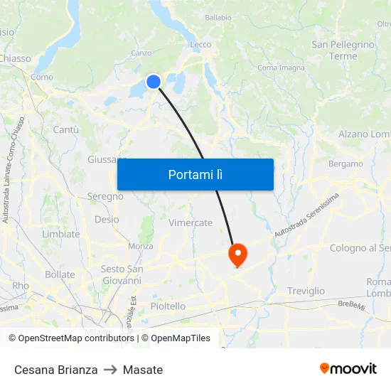 Cesana Brianza to Masate map