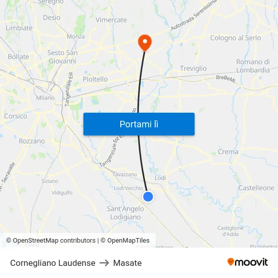 Cornegliano Laudense to Masate map