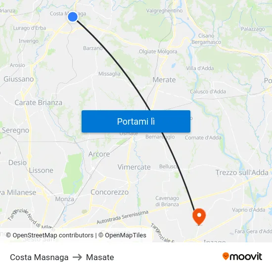 Costa Masnaga to Masate map