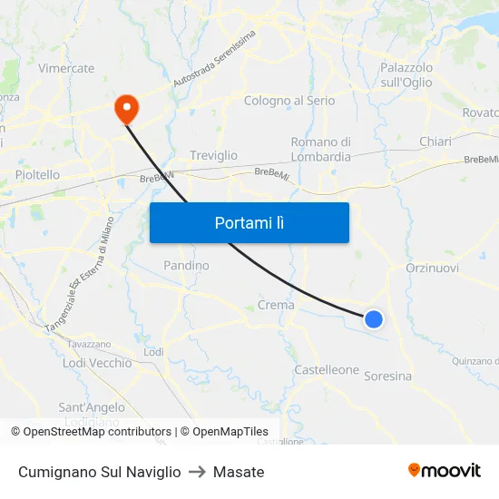 Cumignano Sul Naviglio to Masate map