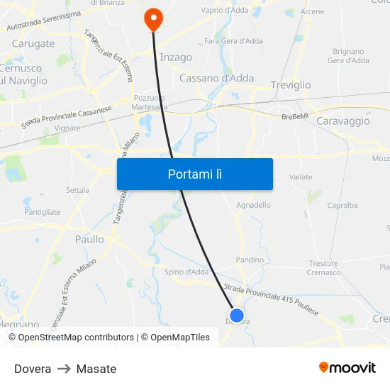 Dovera to Masate map