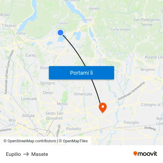 Eupilio to Masate map