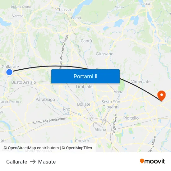 Gallarate to Masate map