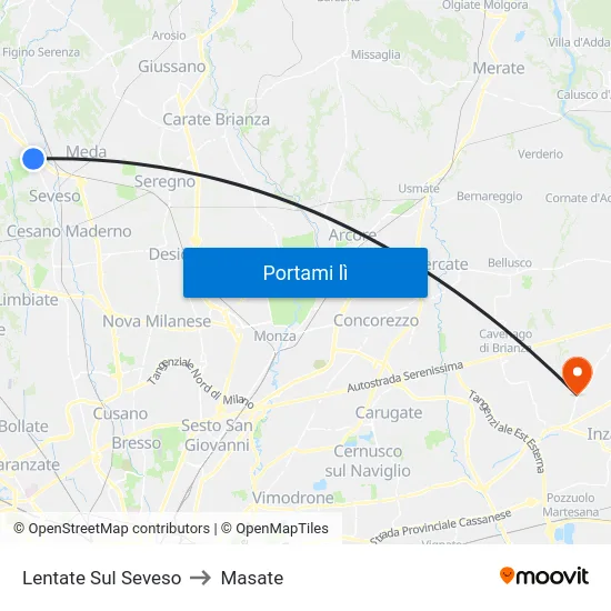Lentate Sul Seveso to Masate map